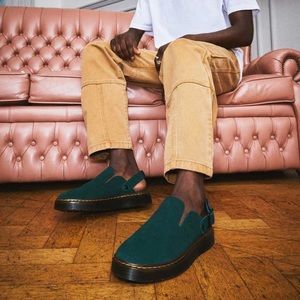 Dr Martens Carlson Suede Mules in Green